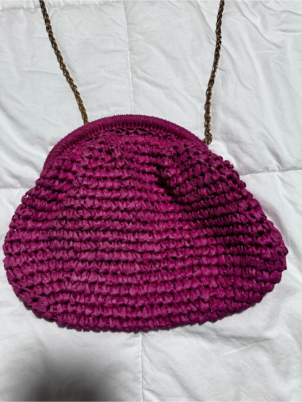 Antik Kraft Woven Magenta/Fiucsa /pink Crossbody Bag with Braided Chain Strap
